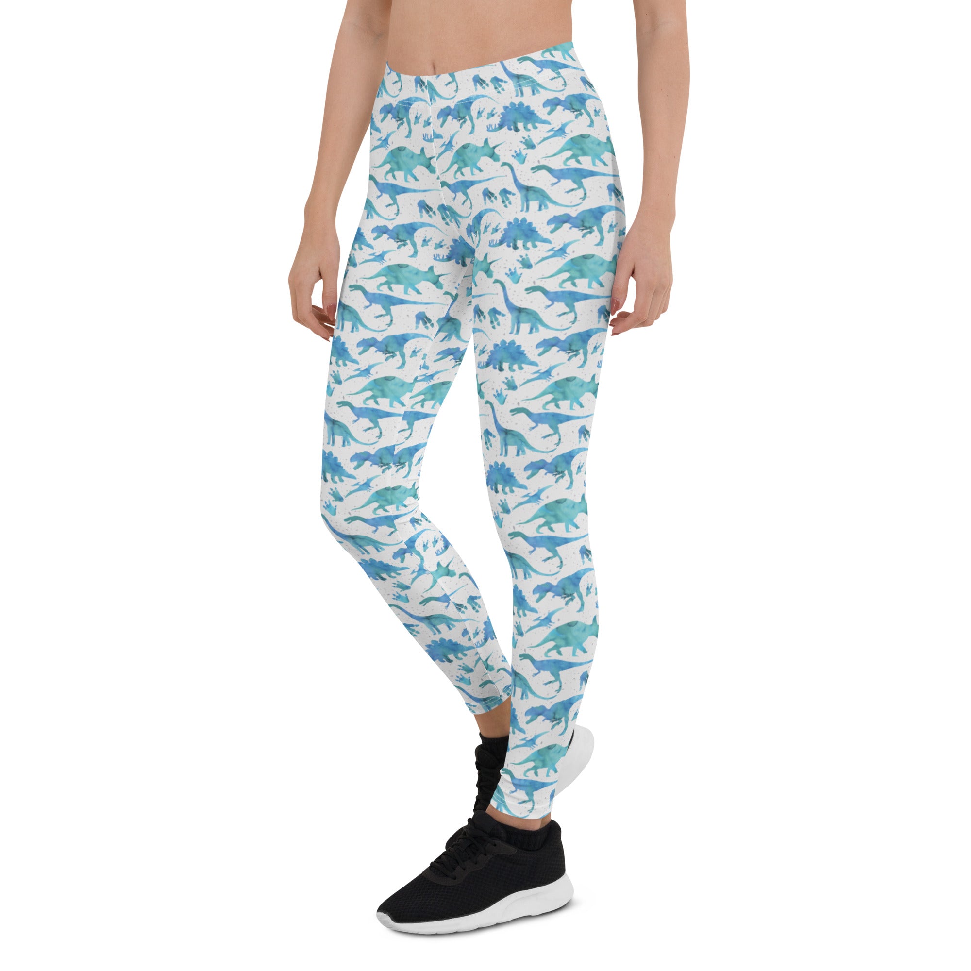 Blue Watercolor Dinos - Women's Leggings