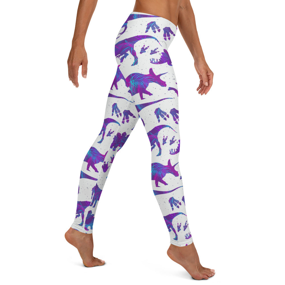 Crazy Purple Dinos - Women&#39;s Dinosaur Leggings