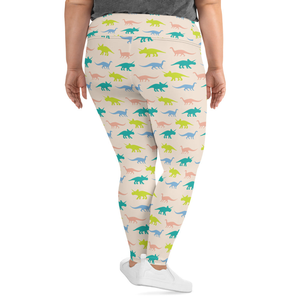 Pastel Dinos - Dinosaur Plus Size Leggings