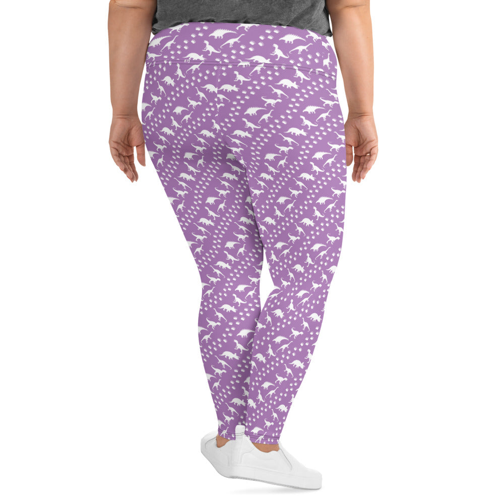 Purple Dinos - Dinosaur Plus Size Leggings