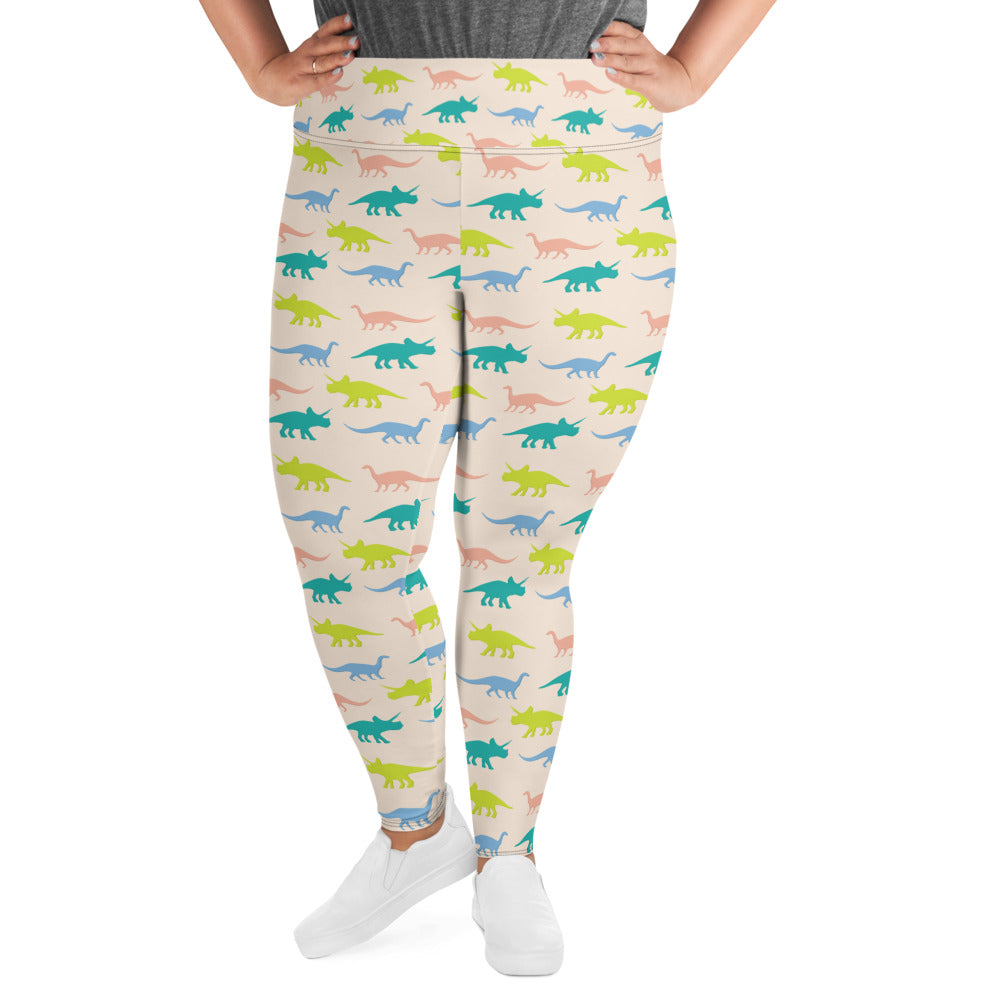 Pastel Dinos - Dinosaur Plus Size Leggings