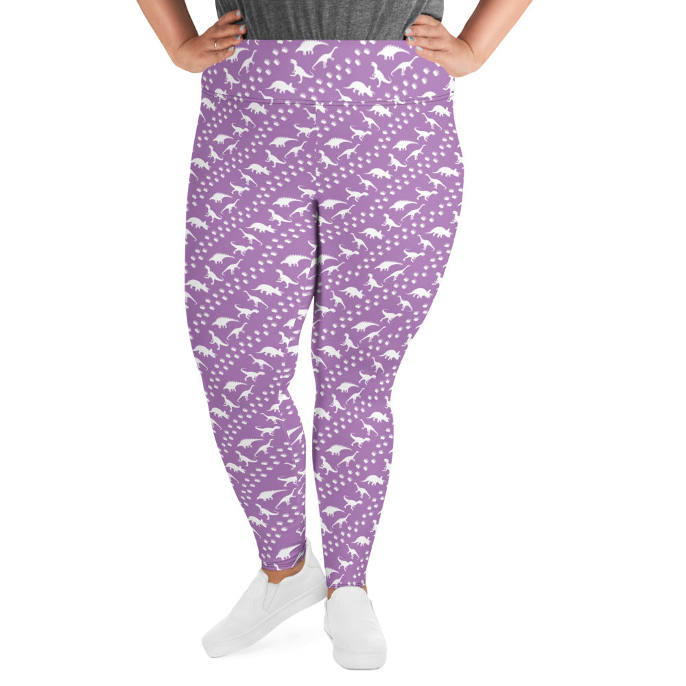 Purple Dinos - Dinosaur Plus Size Leggings