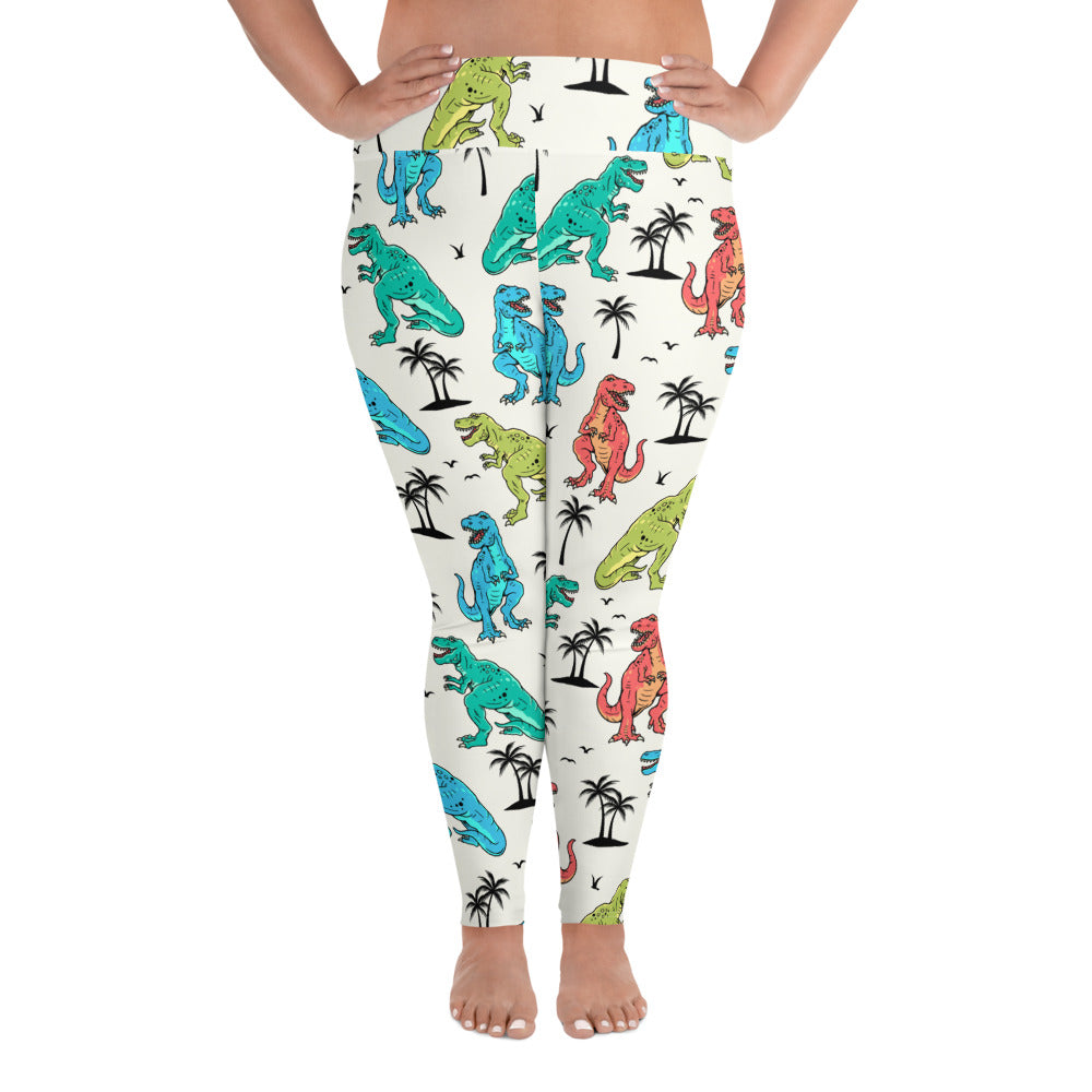 T-Rex Vacation - Dinosaur Plus Sized Leggings