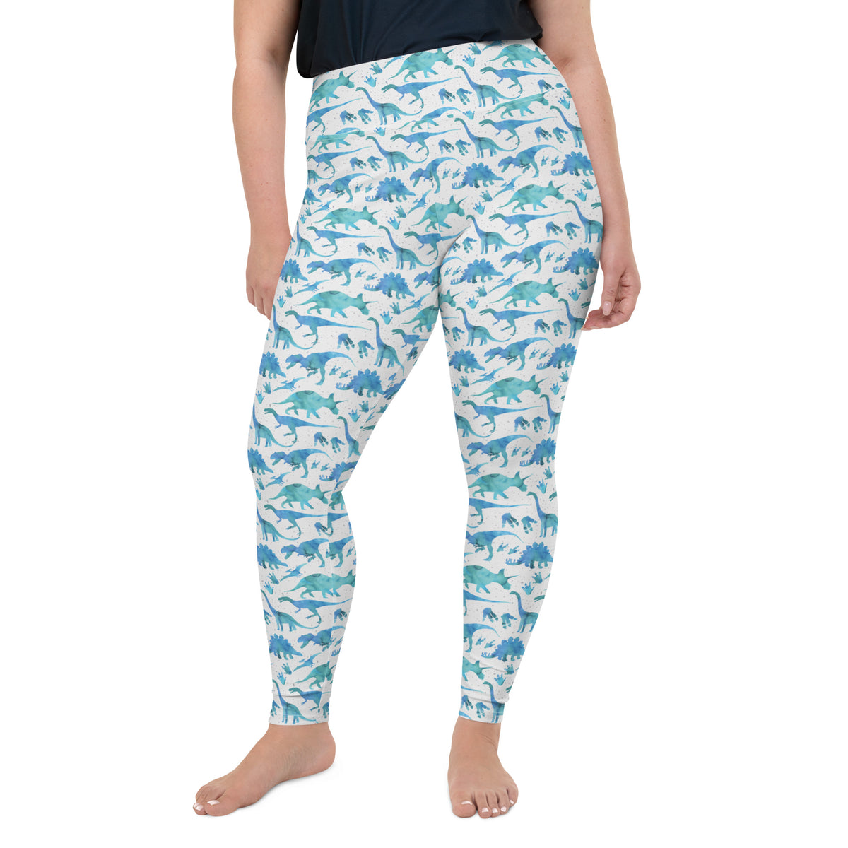 Blue Watercolor Dinos - Women&#39;s Plus Size Leggings