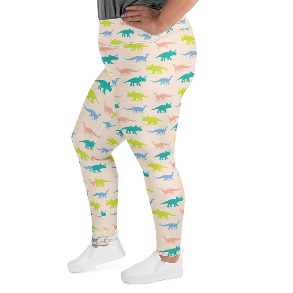 Pastel Dinos - Dinosaur Plus Size Leggings