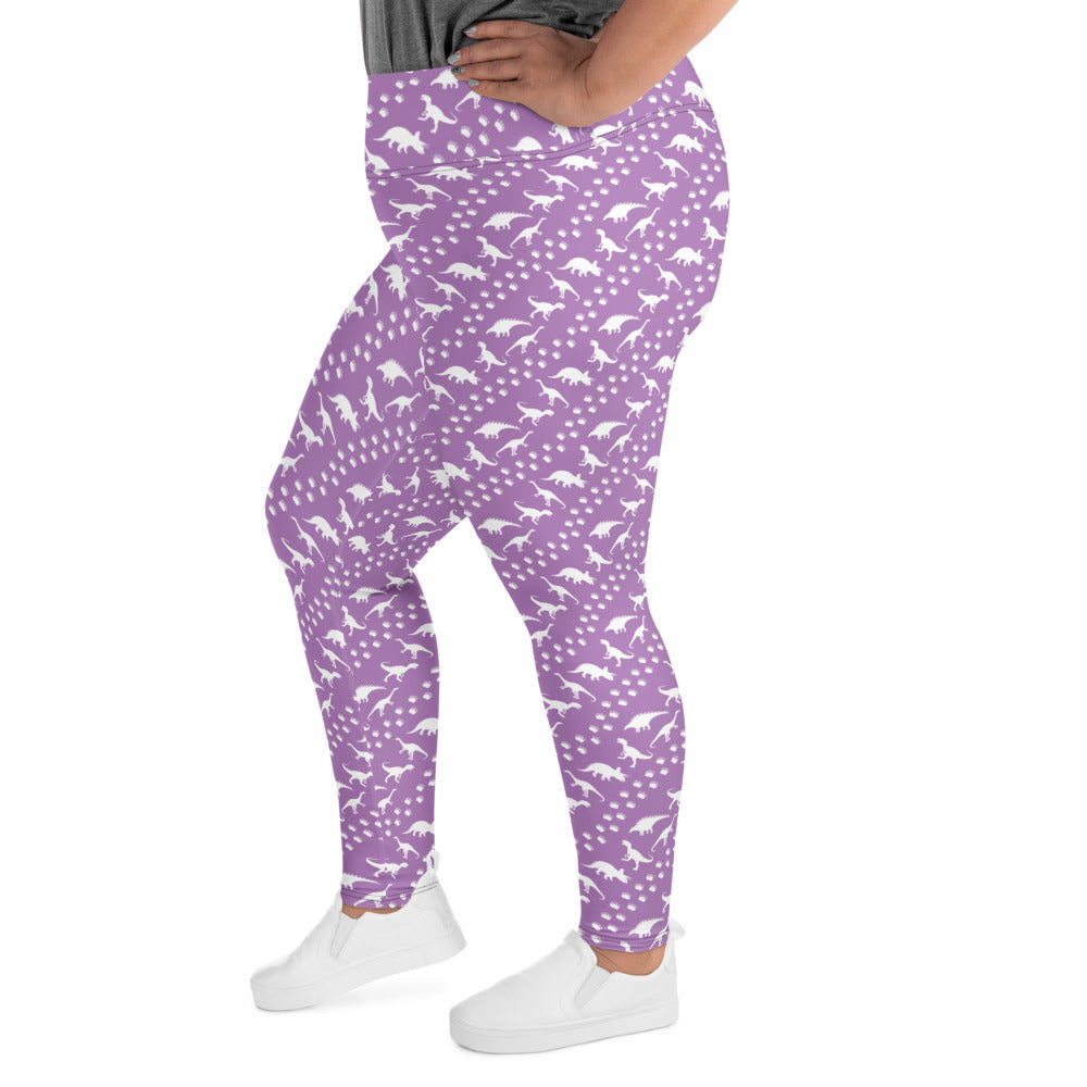 Purple Dinos - Dinosaur Plus Size Leggings