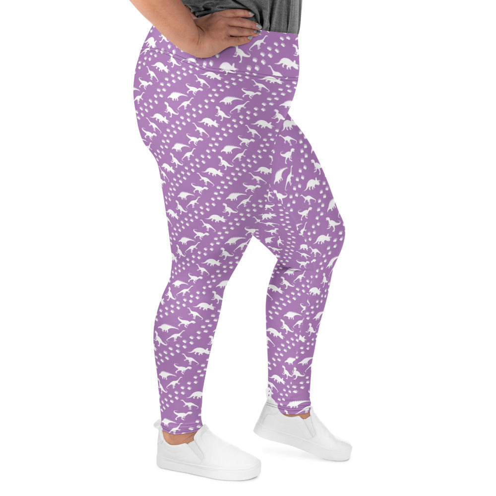 Purple Dinos - Dinosaur Plus Size Leggings