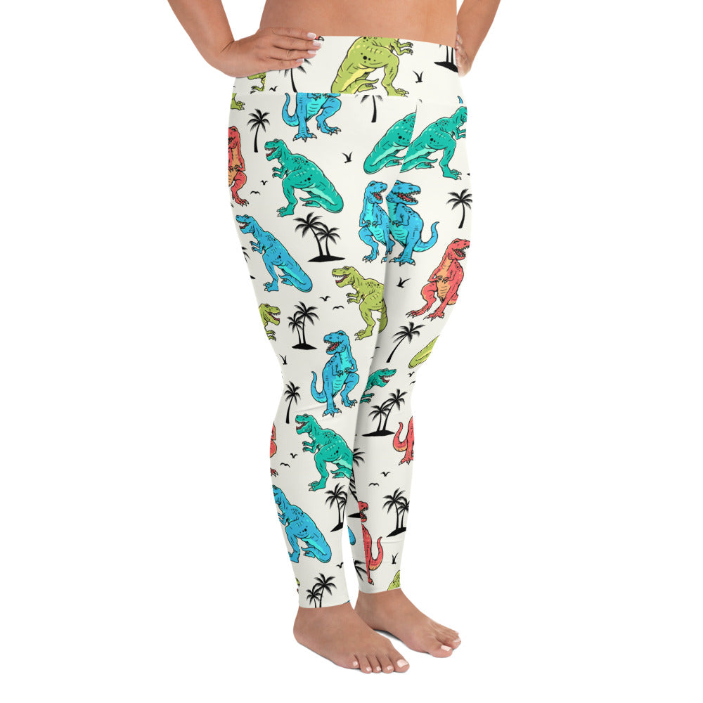 T-Rex Vacation - Dinosaur Plus Sized Leggings