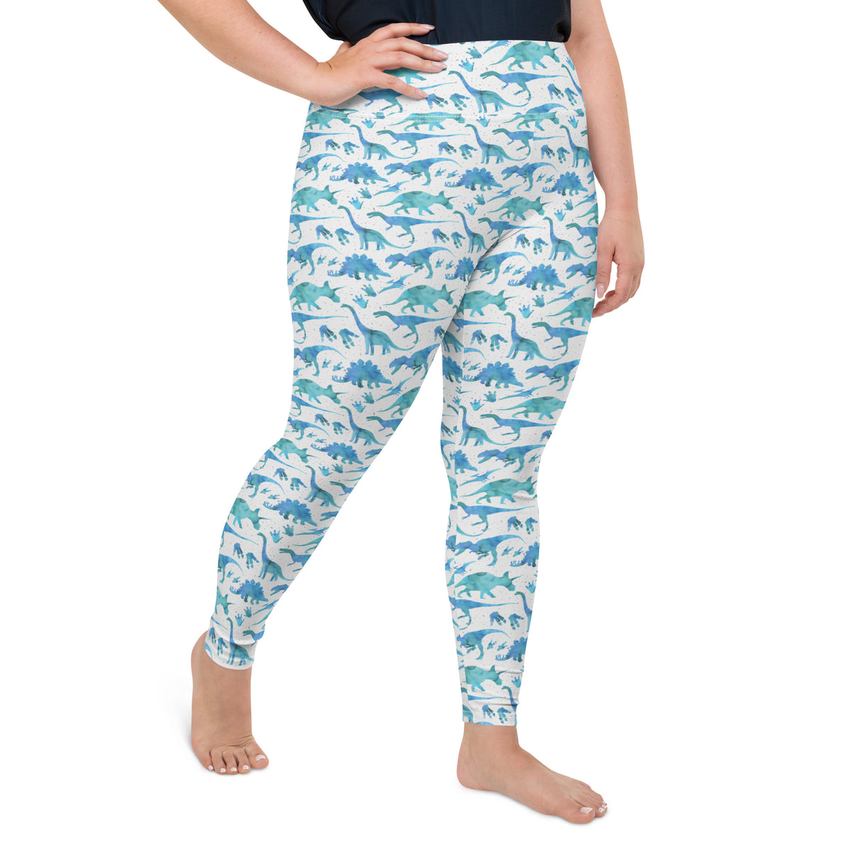 Blue Watercolor Dinos - Women&#39;s Plus Size Leggings