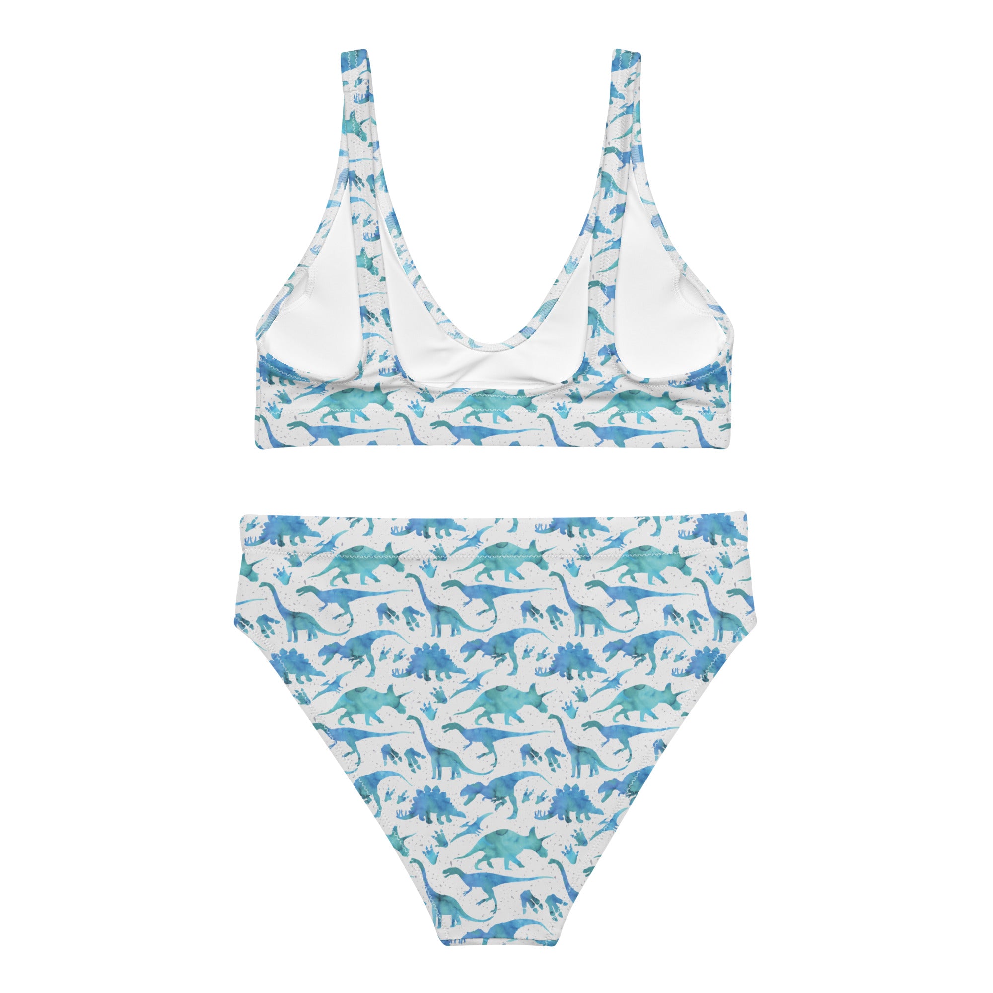 Blue Watercolor Dinos - Women's Dinosaur Bikini