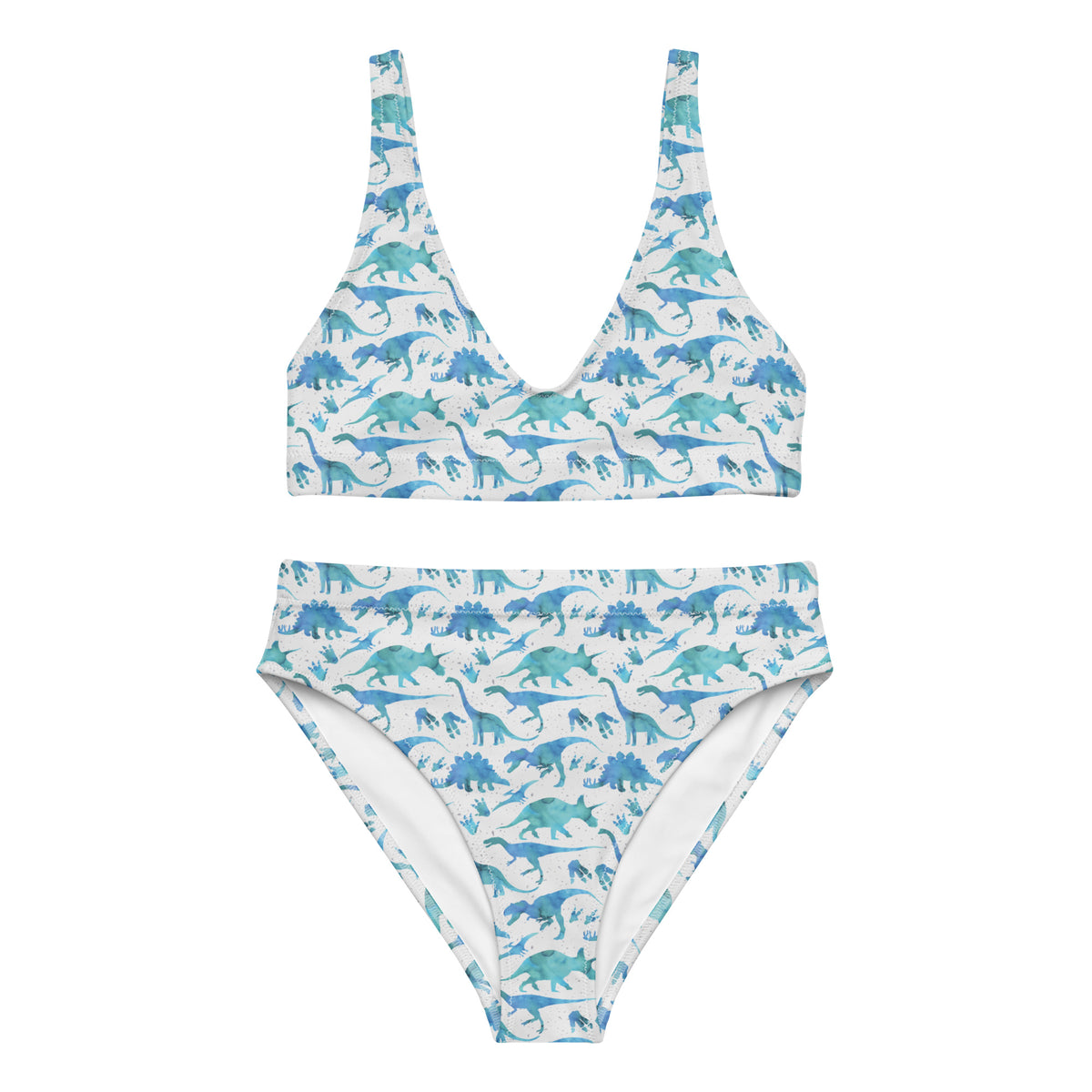 Blue Watercolor Dinos - Women&#39;s Dinosaur Bikini