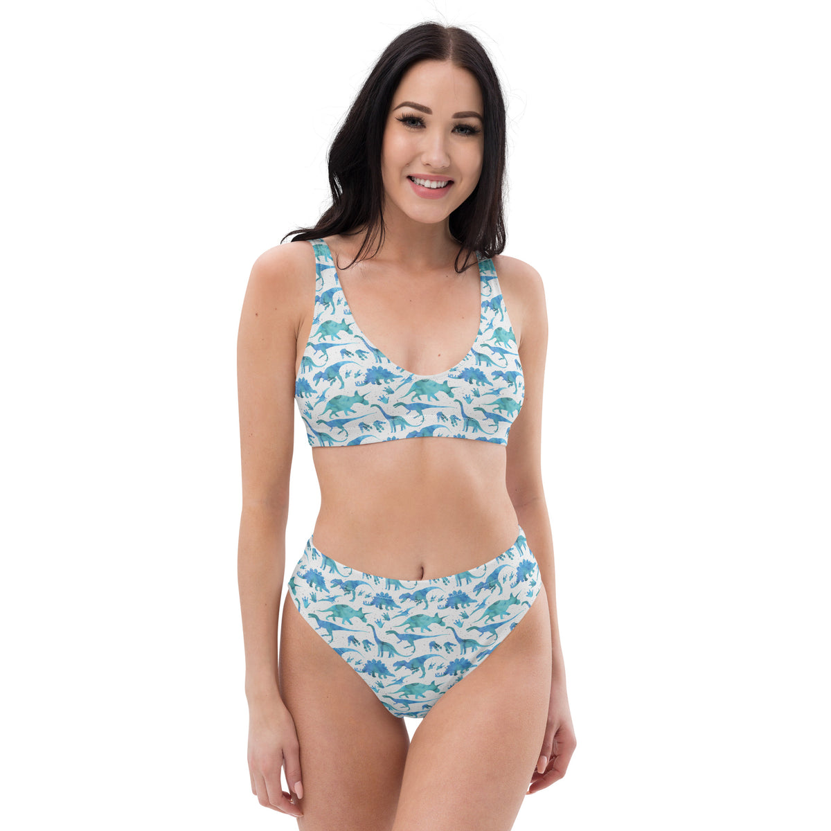 Blue Watercolor Dinos - Women&#39;s Dinosaur Bikini