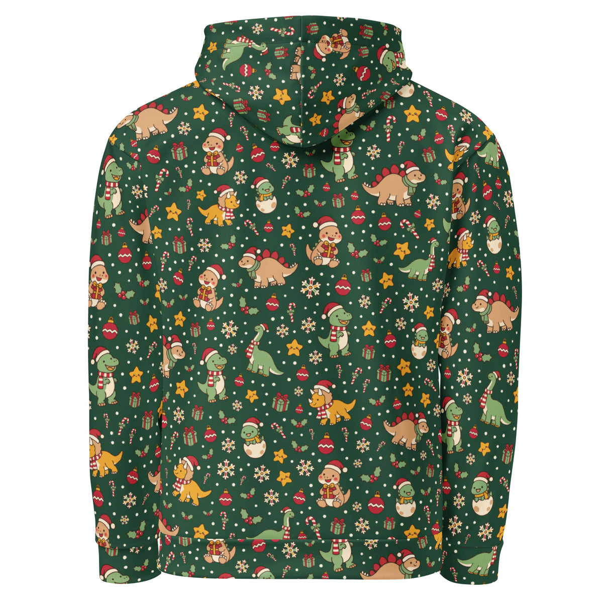 Christmas dinosaur pattern hoodie - back