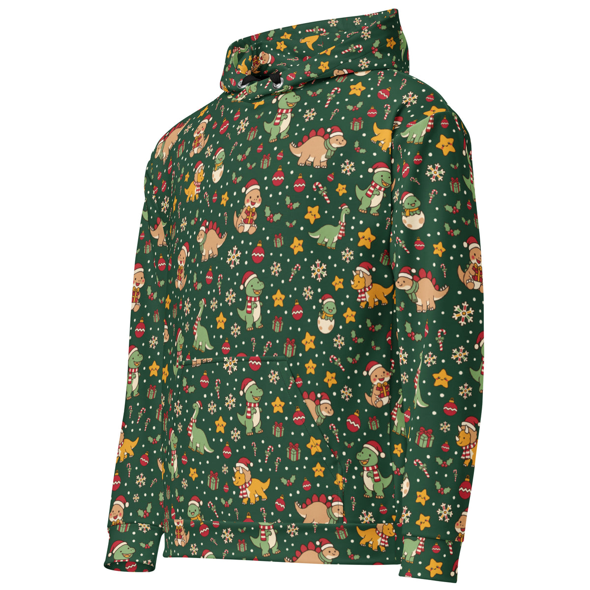Christmas dinosaur pattern hoodie - left front