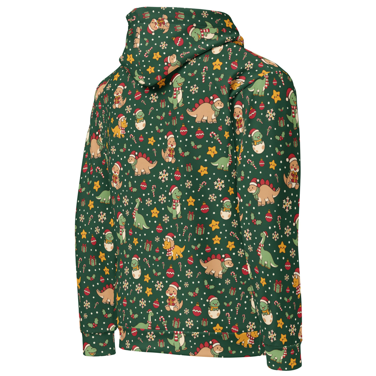 Christmas dinosaur pattern hoodie - right back