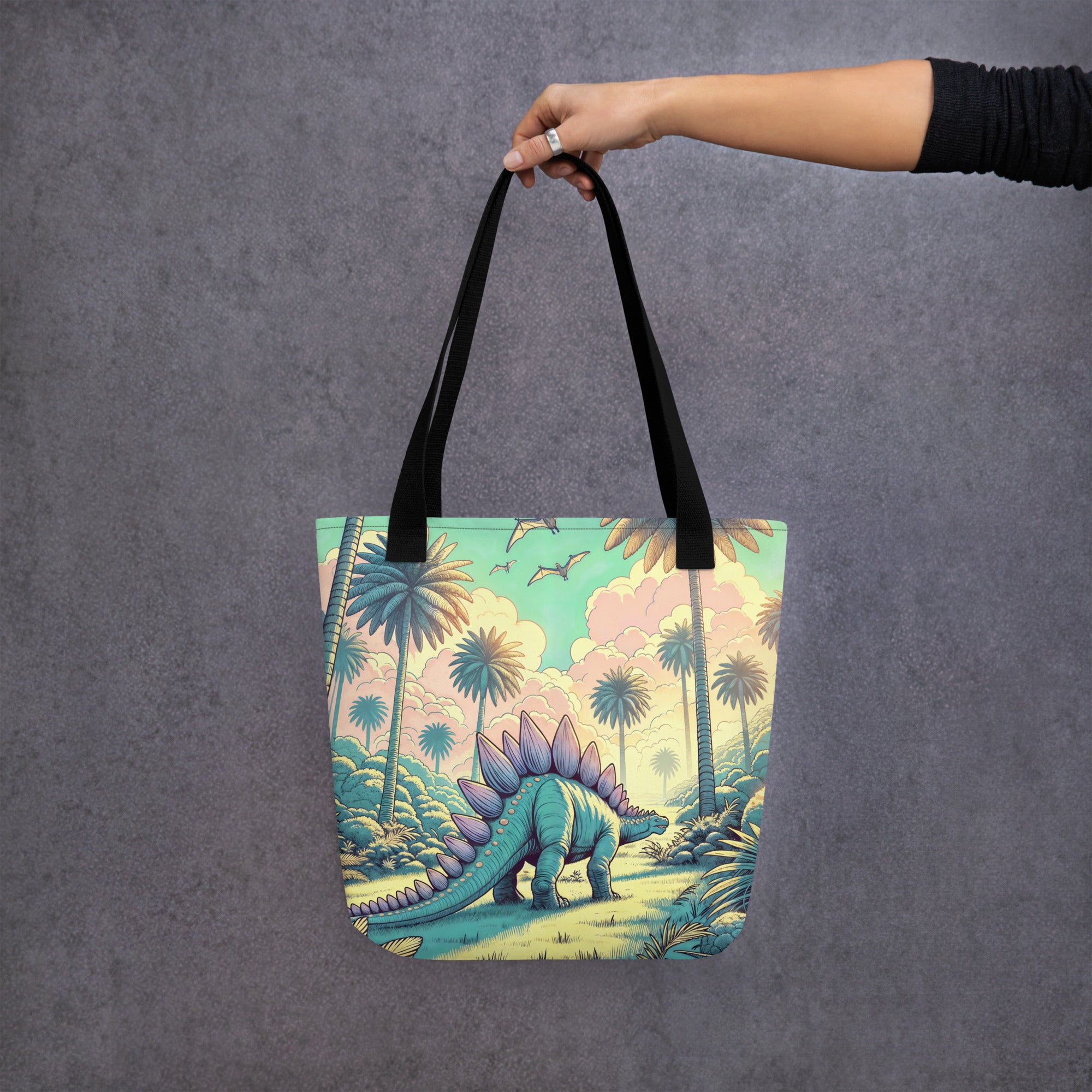 Serene Stegosaurus - Dinosaur Tote Bag