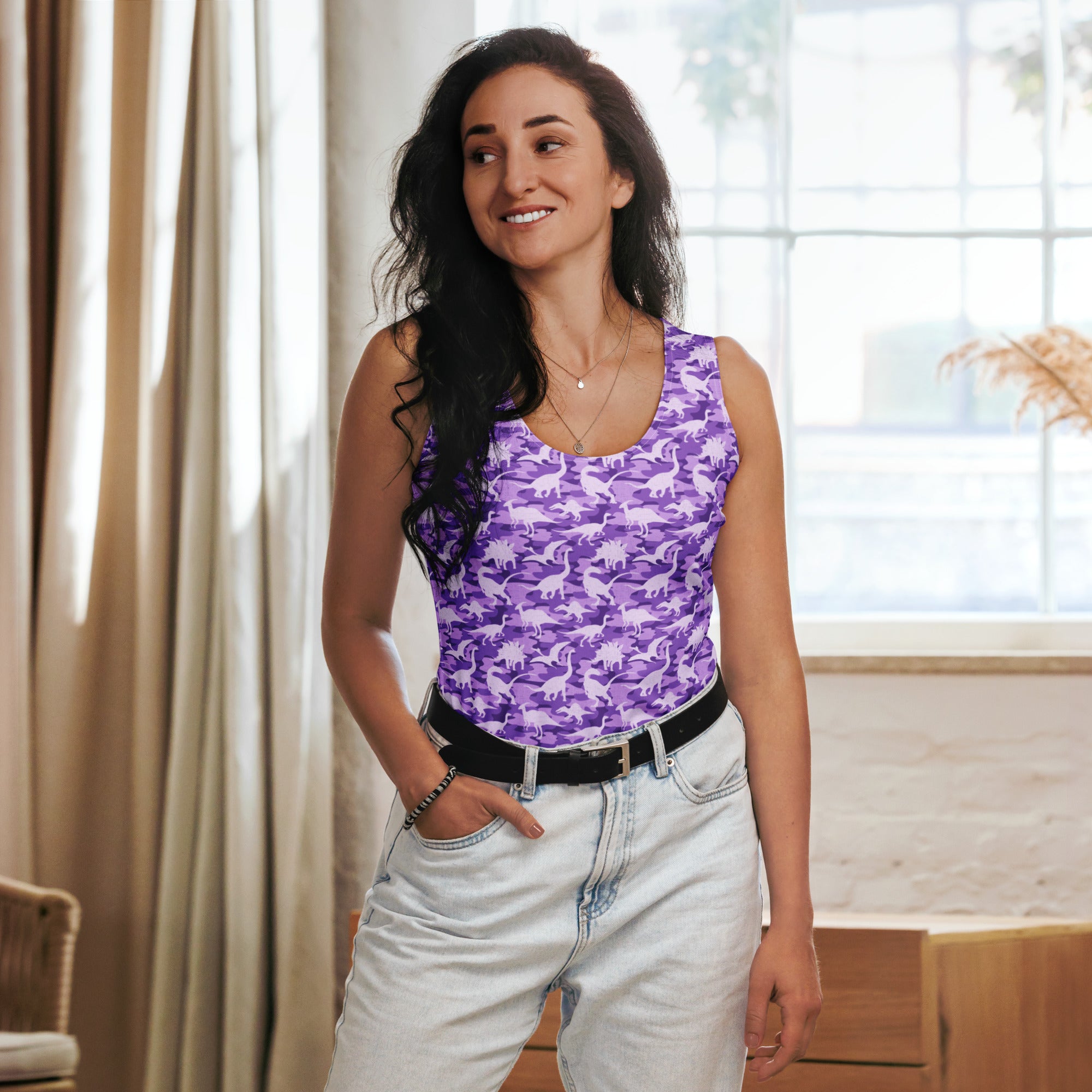 Purple Camo - Women's Dinosaur Tank Top