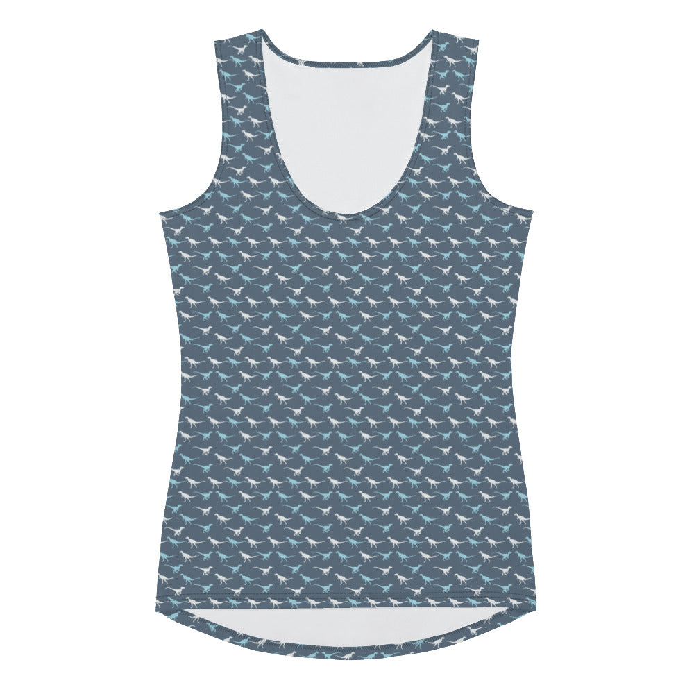 Blue and White - Women&#39;s Dinosaur Tank Top