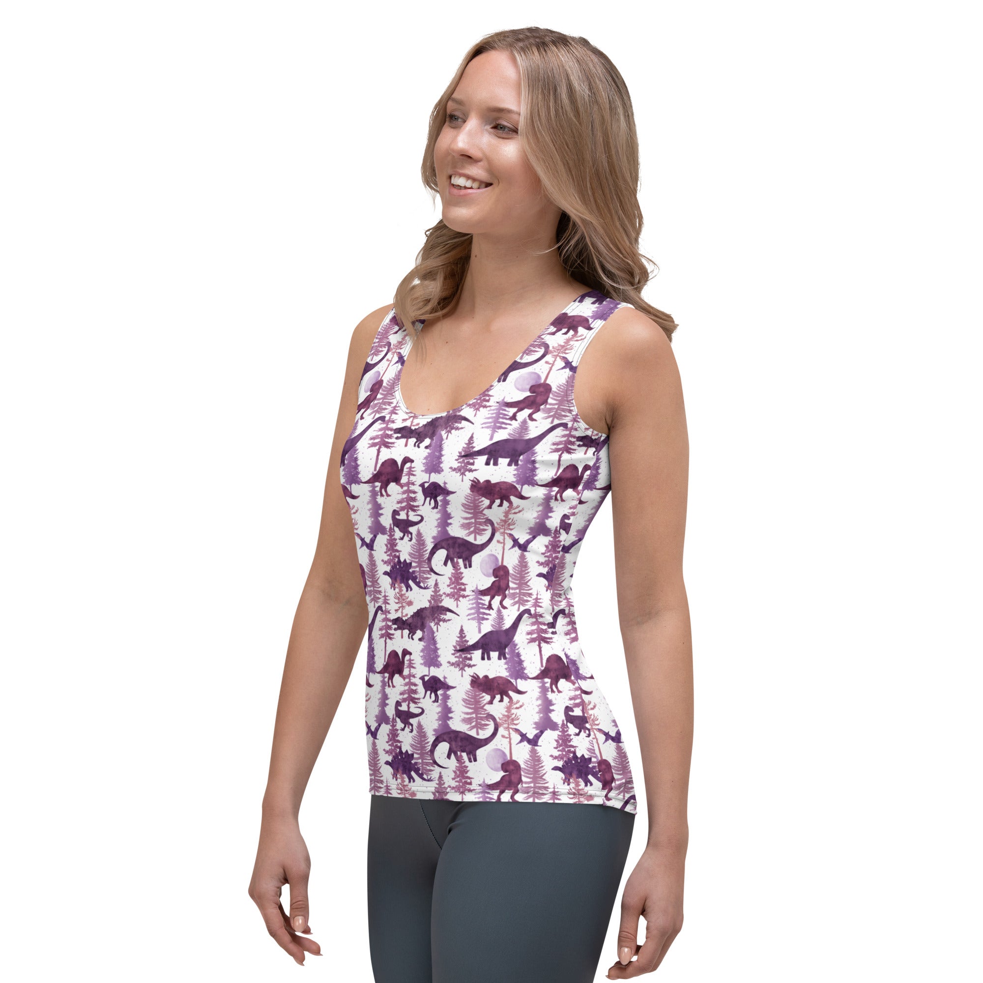 Purple Dino Forest - Women's Dinosaur Tank Top