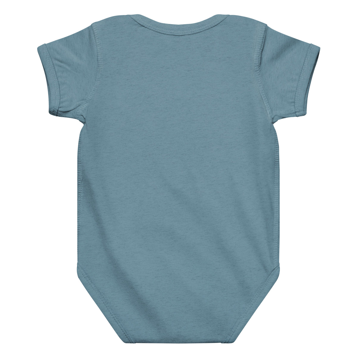 Little Dino Merry Christmas baby dinosaur Christmas bodysuit with Santa hat T-Rex - Vintage Indigo - back view