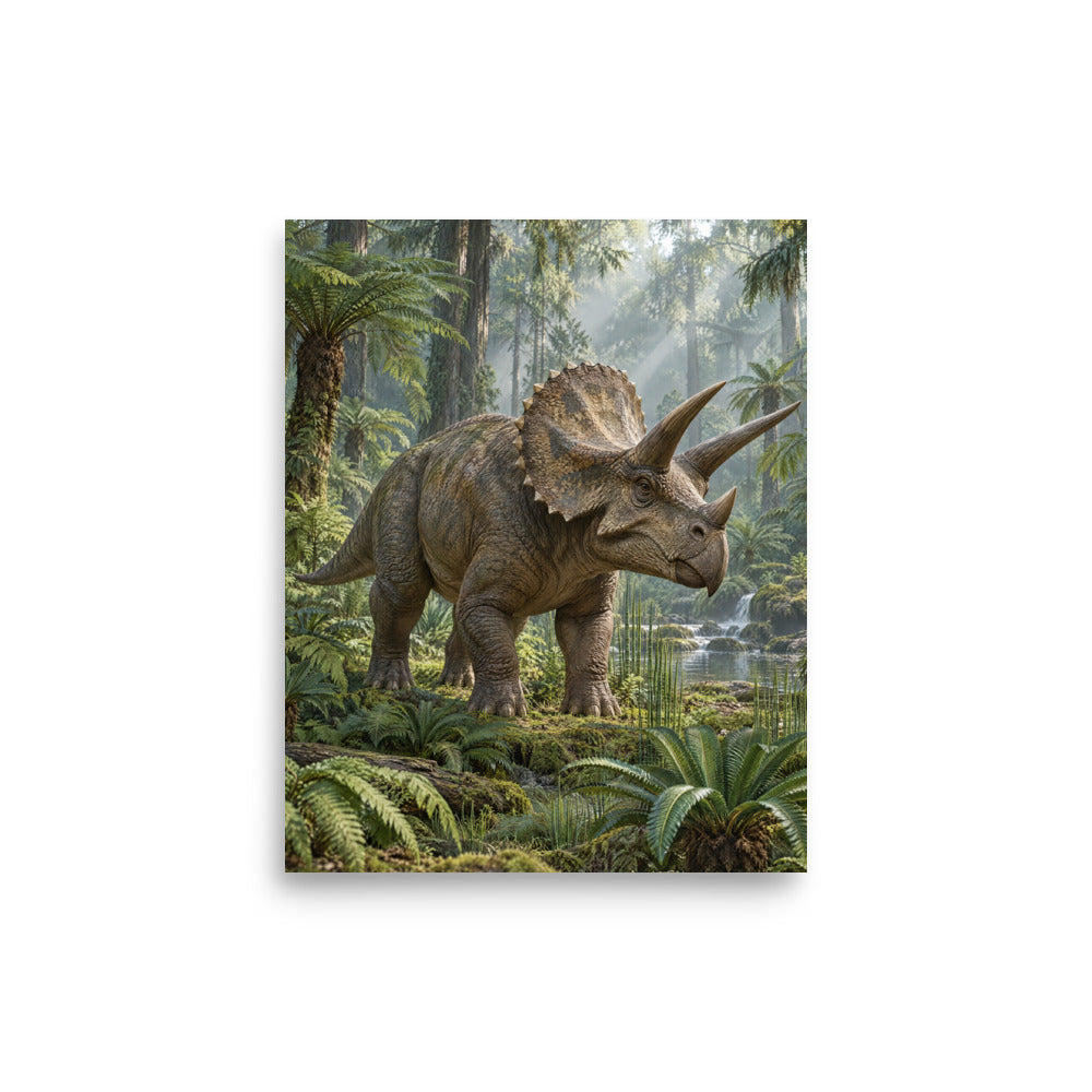 Triceratops in the Ferns dinosaur poster wall art mockup