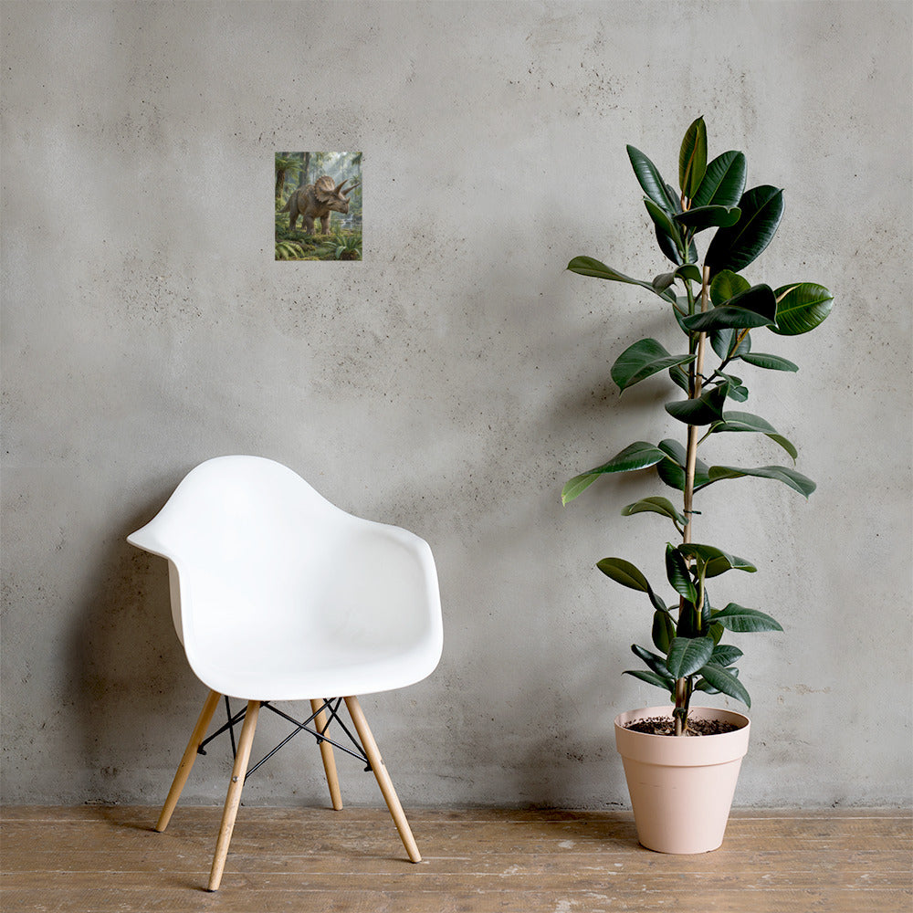 Triceratops in the Ferns dinosaur poster wall art mockup