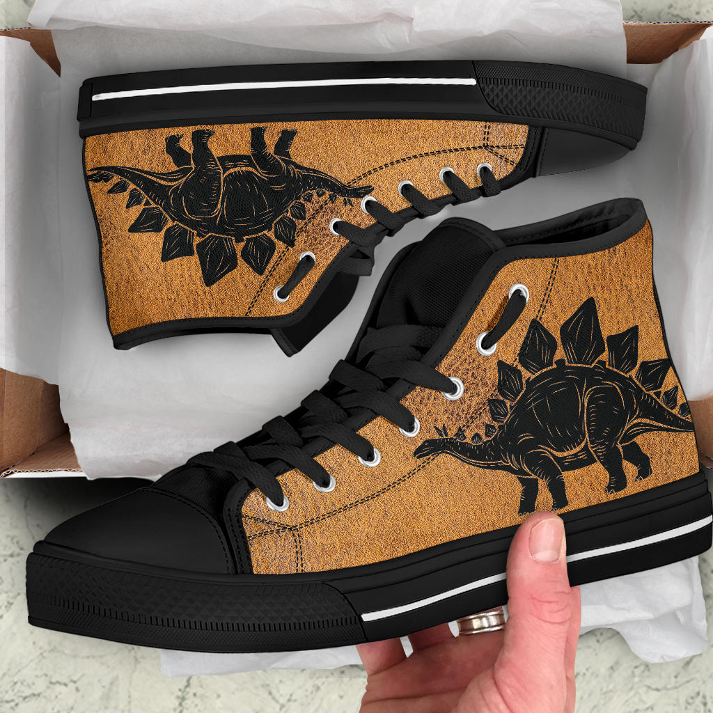 Fake Leather Stegosaurus - Dinosaur High Tops