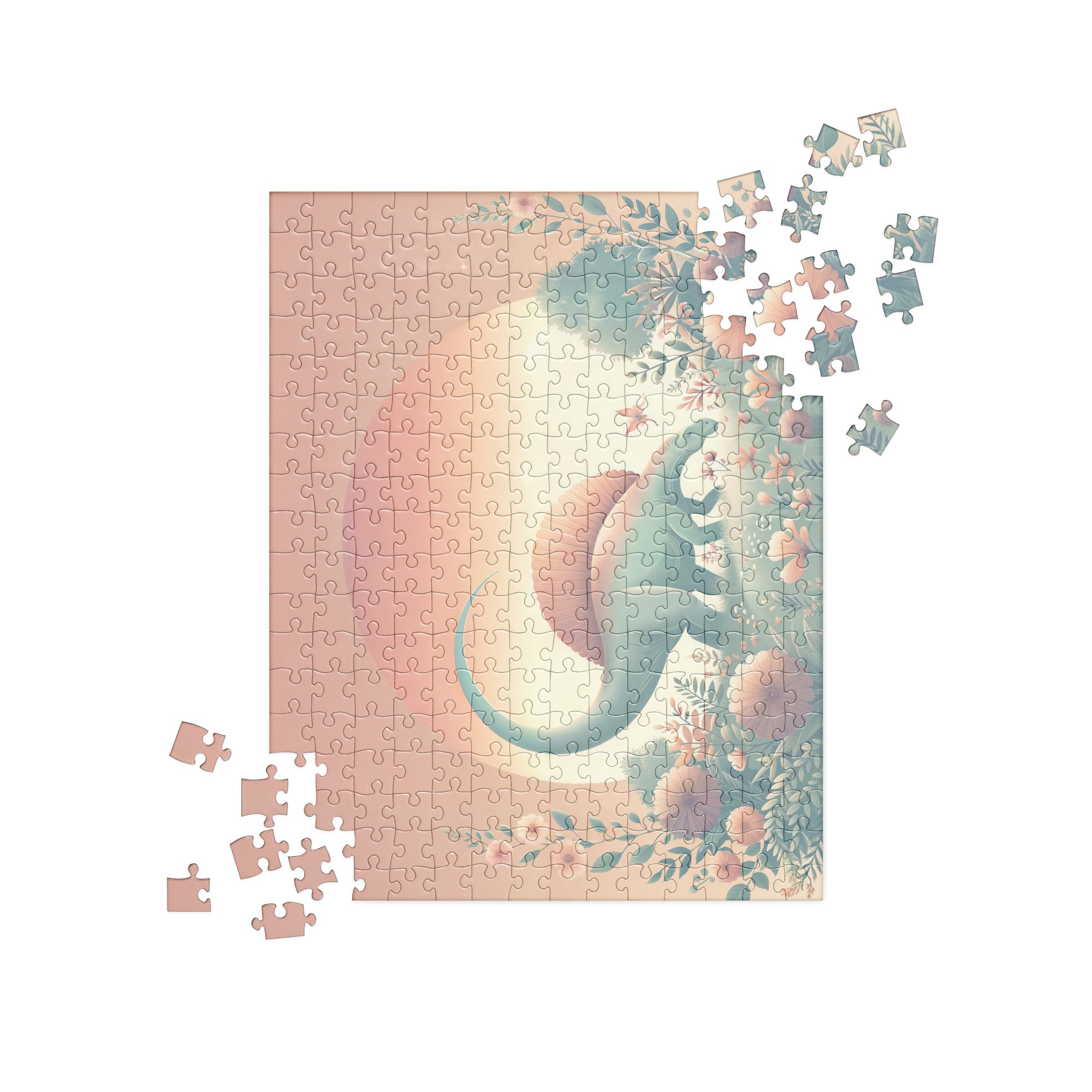 Pastel Sunrise - Dinosaur Puzzle