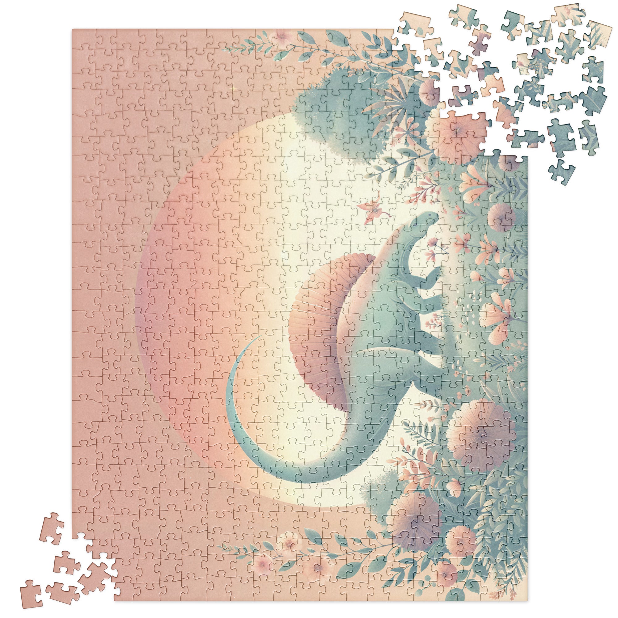 Pastel Sunrise - Dinosaur Puzzle