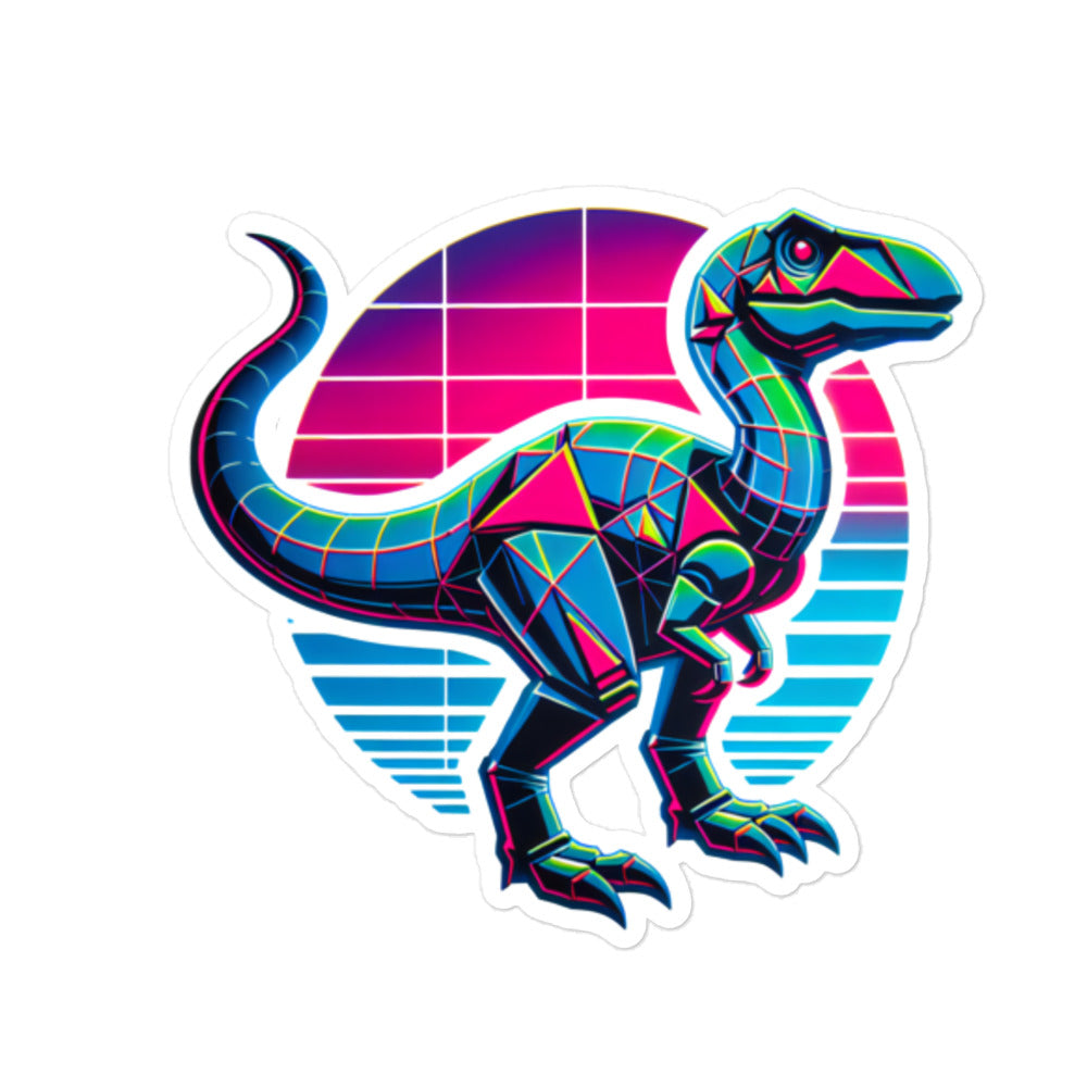 Synthwave Dinosaur - Dinosaur Vinyl Stickers