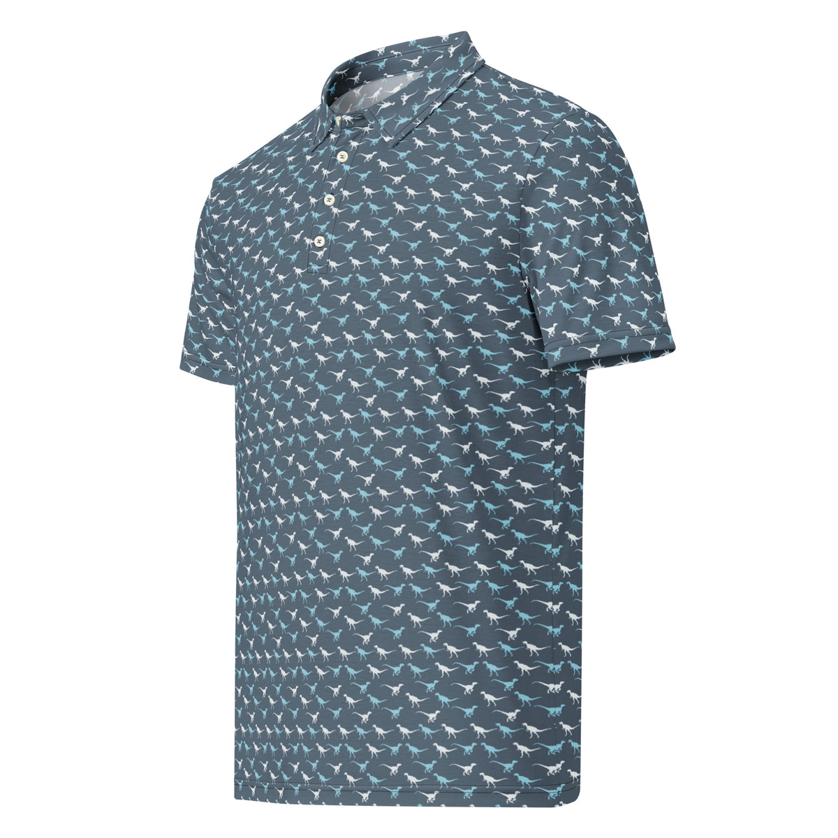 Blue and White Raptors - Dinosaur Slim Fit Polo