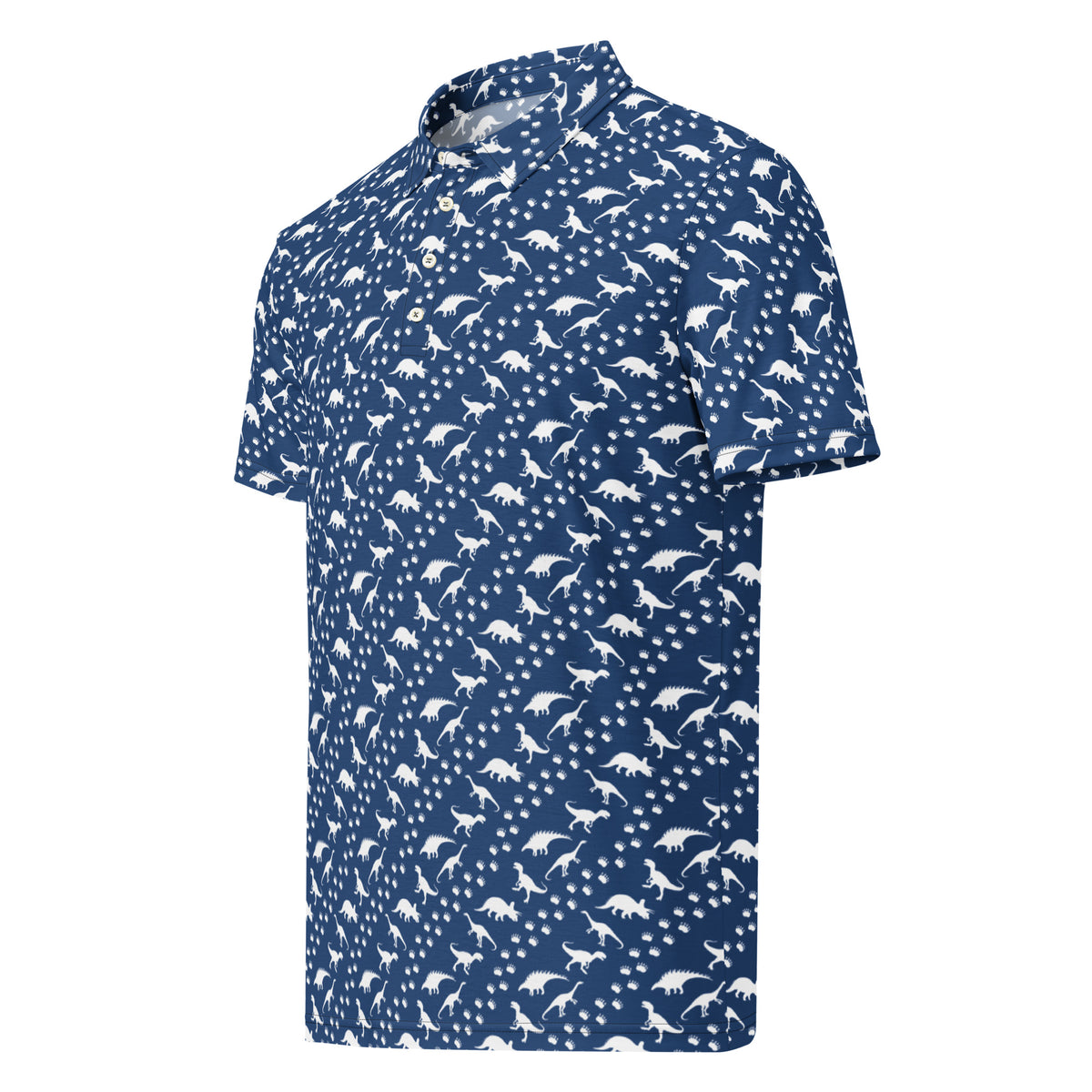 Blue Dinos & Footprints - Dinosaur Slim Fit Polo