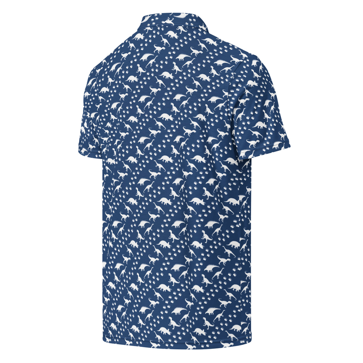 Blue Dinos & Footprints - Dinosaur Slim Fit Polo