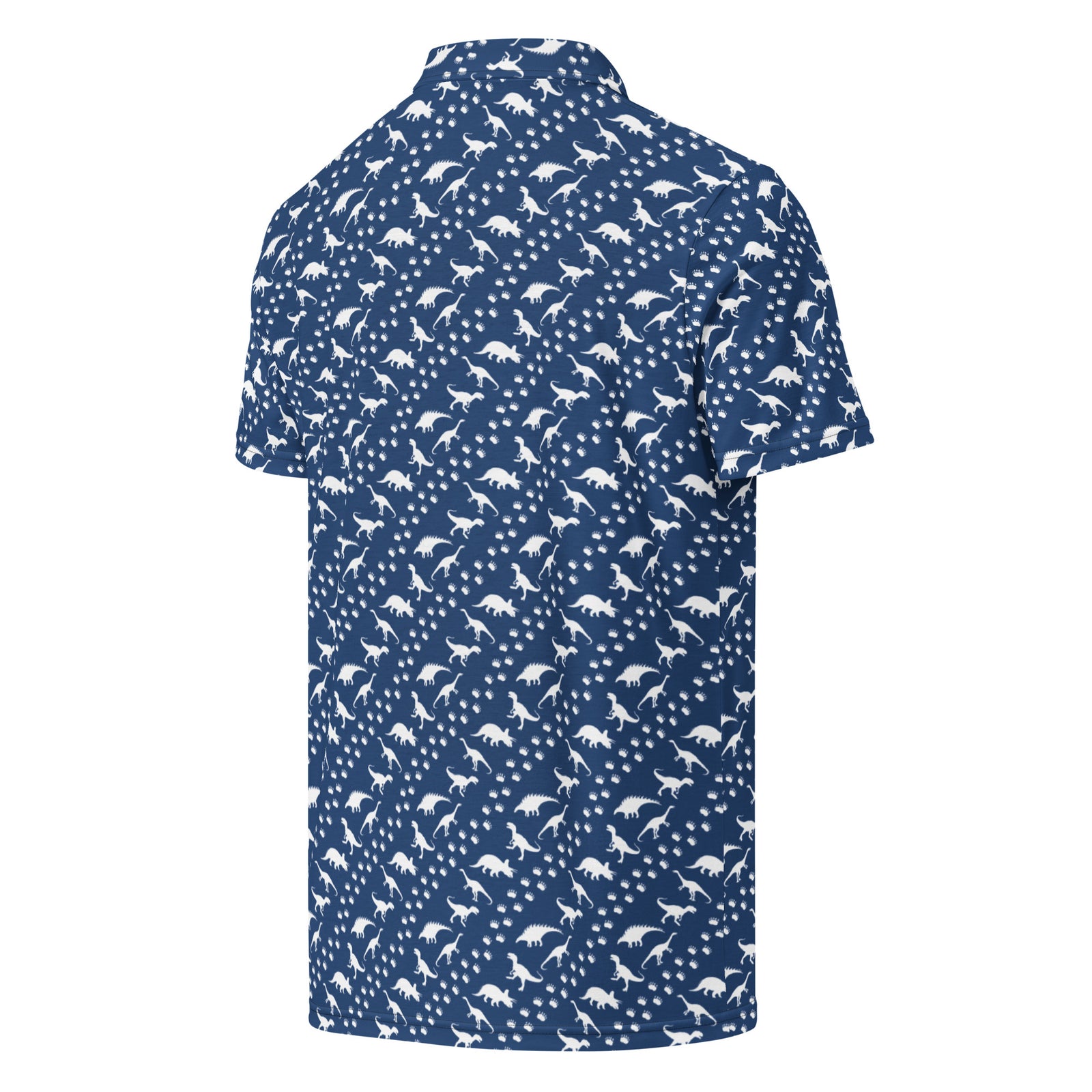 Blue Dinos & Footprints - Dinosaur Slim Fit Polo