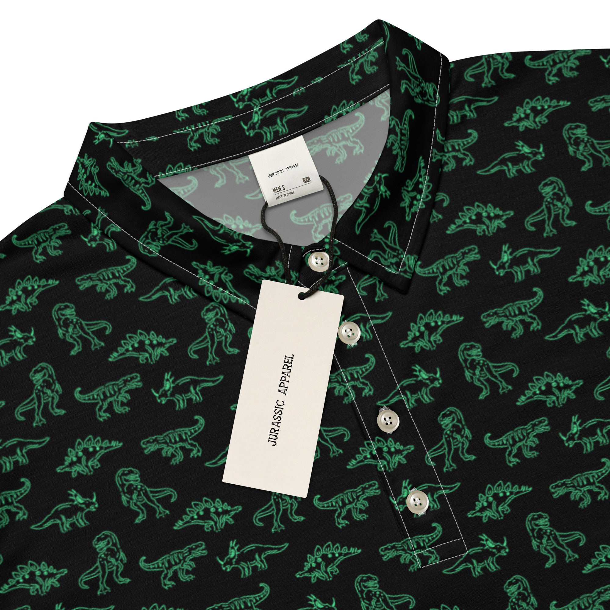 dinosaur dress shirt mens Dinosaurs Long Sleeve Men Button Up Shirt, Dino Green Print Buttoned Collar Casual Shirt with Chest Pocket
