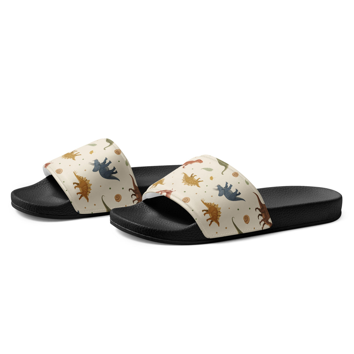Angled view of Fossil Botanica dinosaur slides showing the cushioned printed strap
