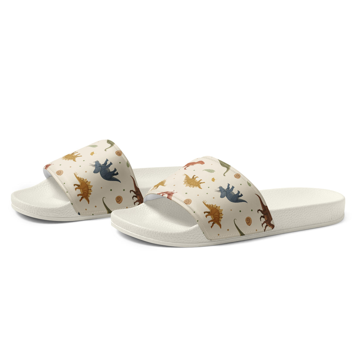 Angled view of Fossil Botanica dinosaur slides showing the cushioned printed strap
