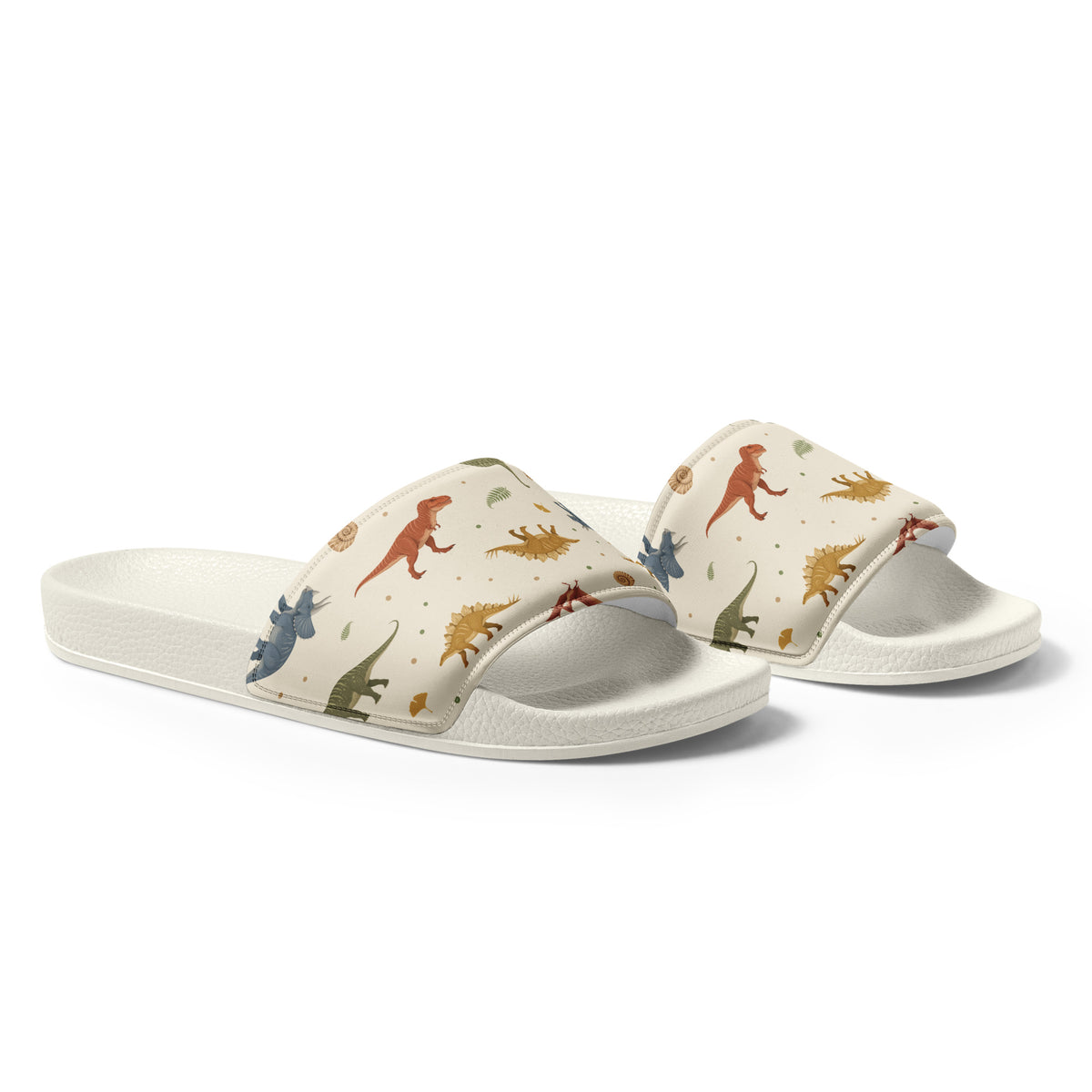 Angled view of Fossil Botanica dinosaur slides showing the cushioned printed strap