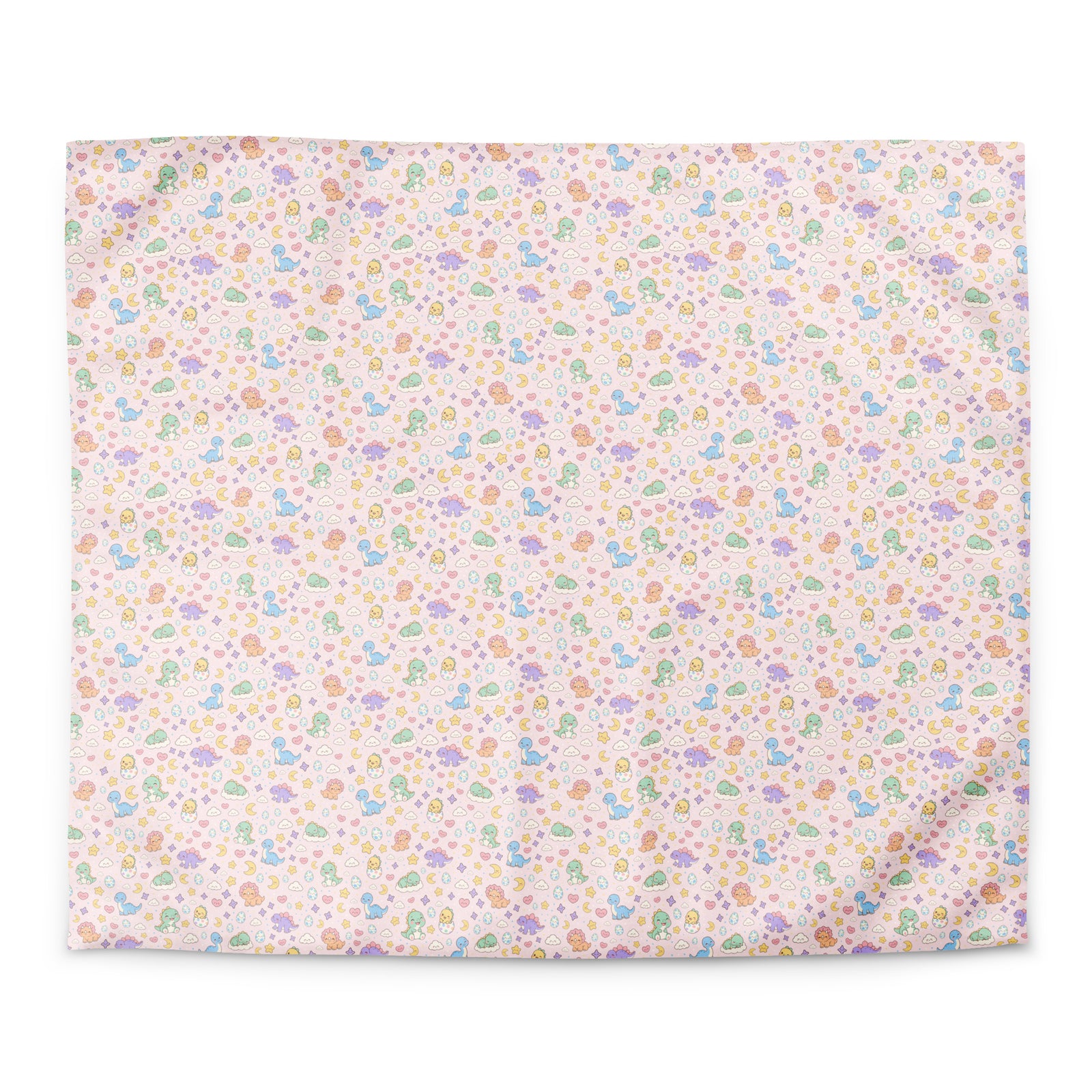 Pastel Dinos pink dinosaur duvet cover in king size, all-over pastel baby dinosaur pattern on blush pink