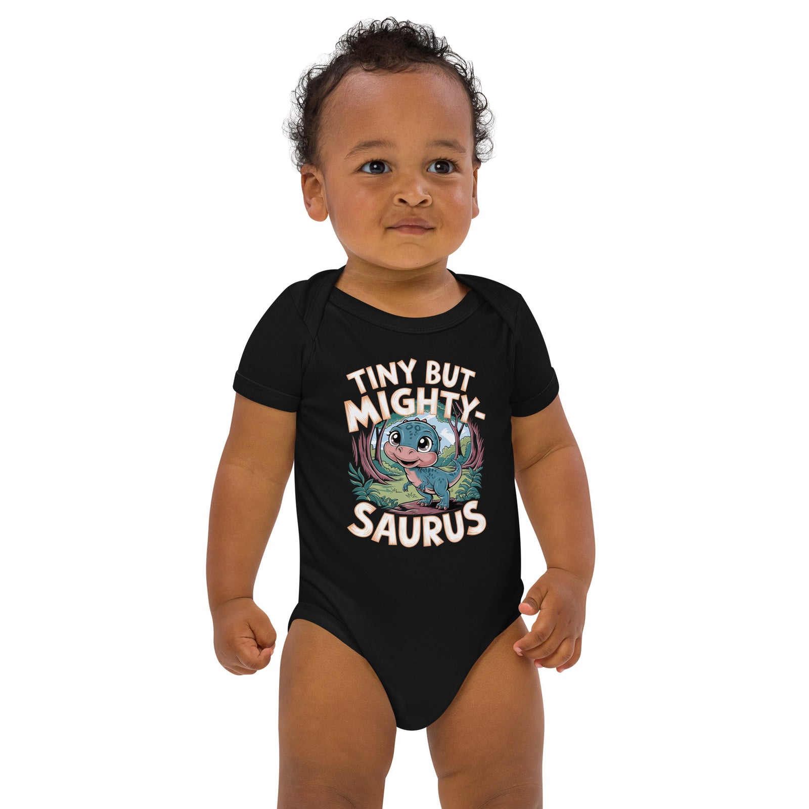 Tiny, but Mighty-Saurus - Organic Dinosaur Baby Bodysuit