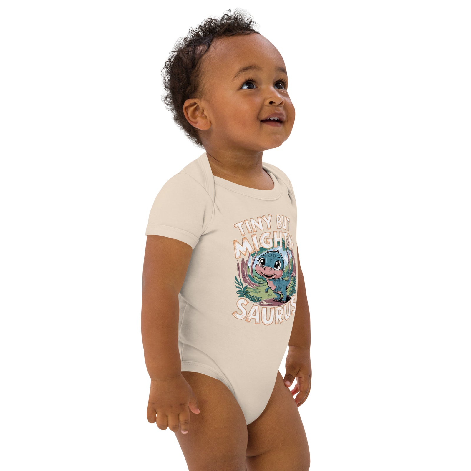 Tiny, but Mighty-Saurus - Organic Dinosaur Baby Bodysuit