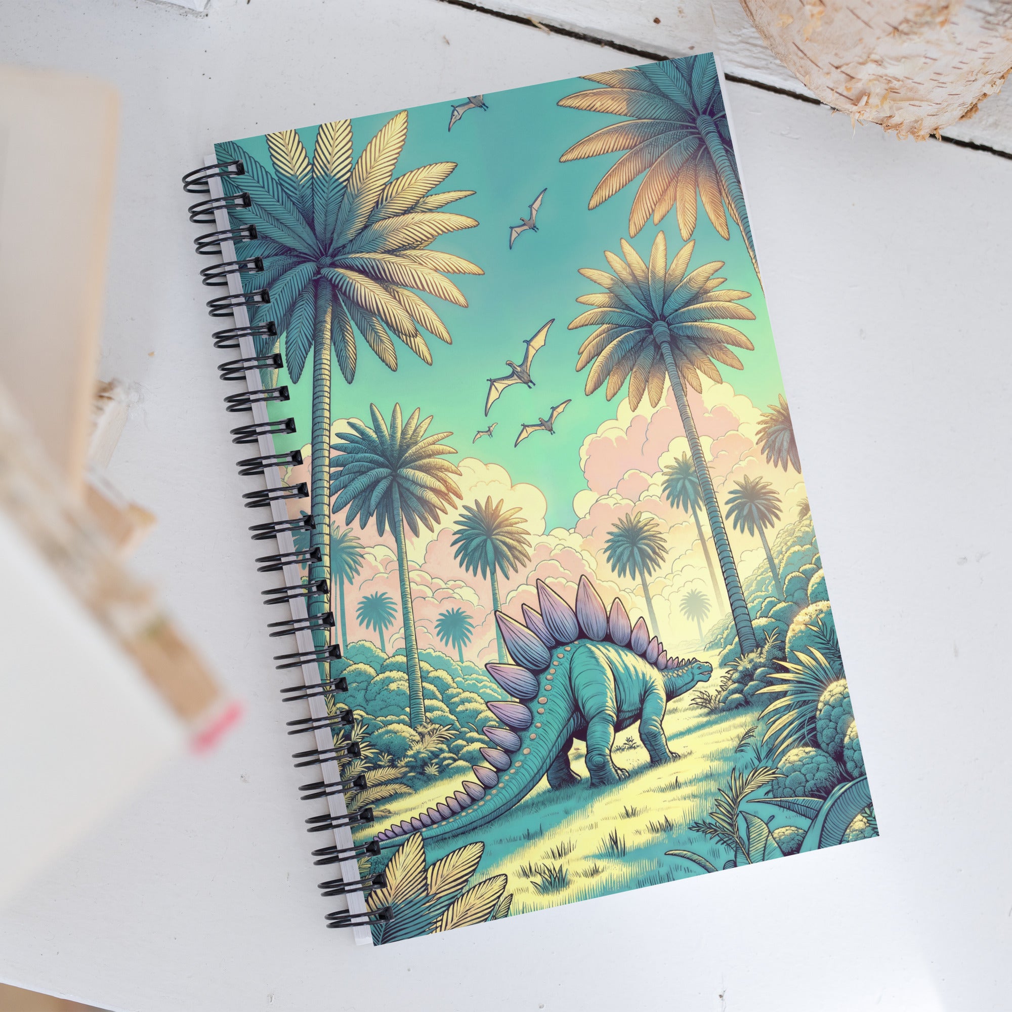 Serene Stegosaurus - Dinosaur Spiral notebook