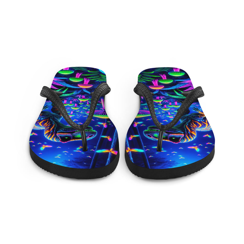 Glowing Dubreuillosaurus - Dinosaur Flip Flops