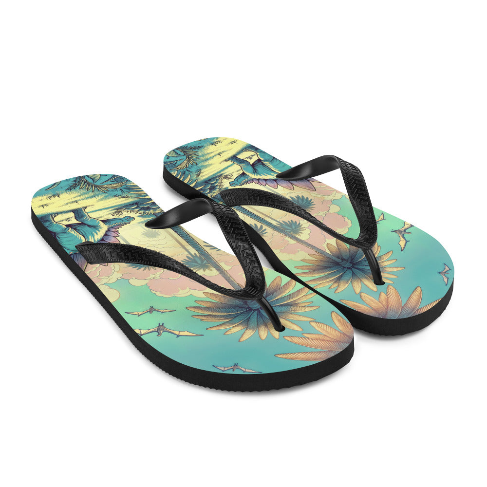 Serene Stegosaurus - Dinosaur Flip-Flops