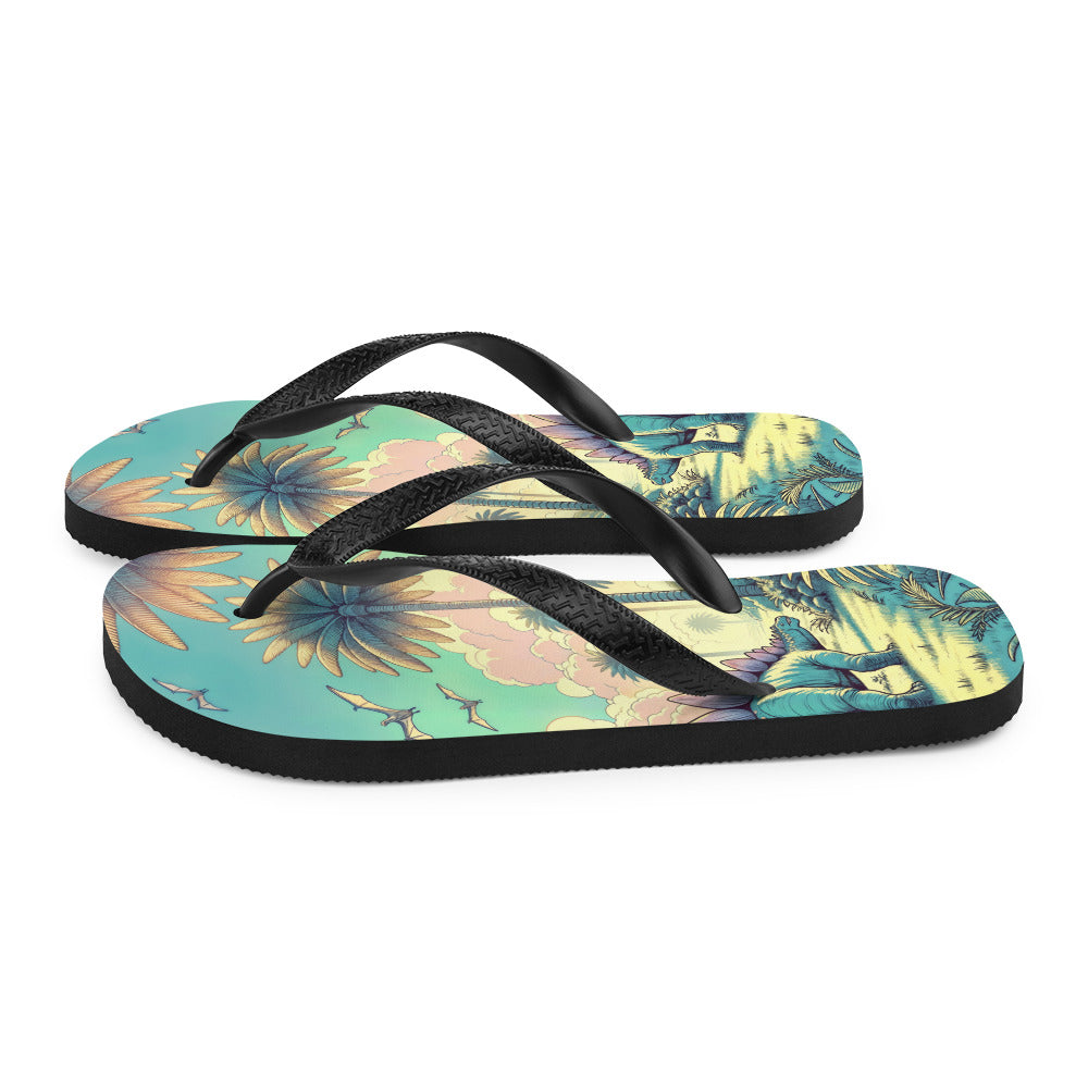 Serene Stegosaurus - Dinosaur Flip-Flops