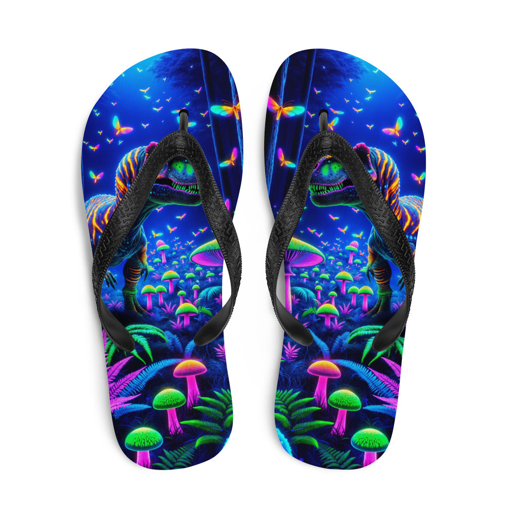 Glowing Dubreuillosaurus - Dinosaur Flip Flops