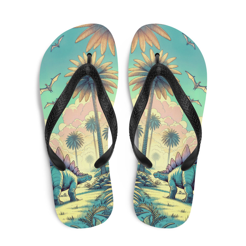 Serene Stegosaurus - Dinosaur Flip-Flops