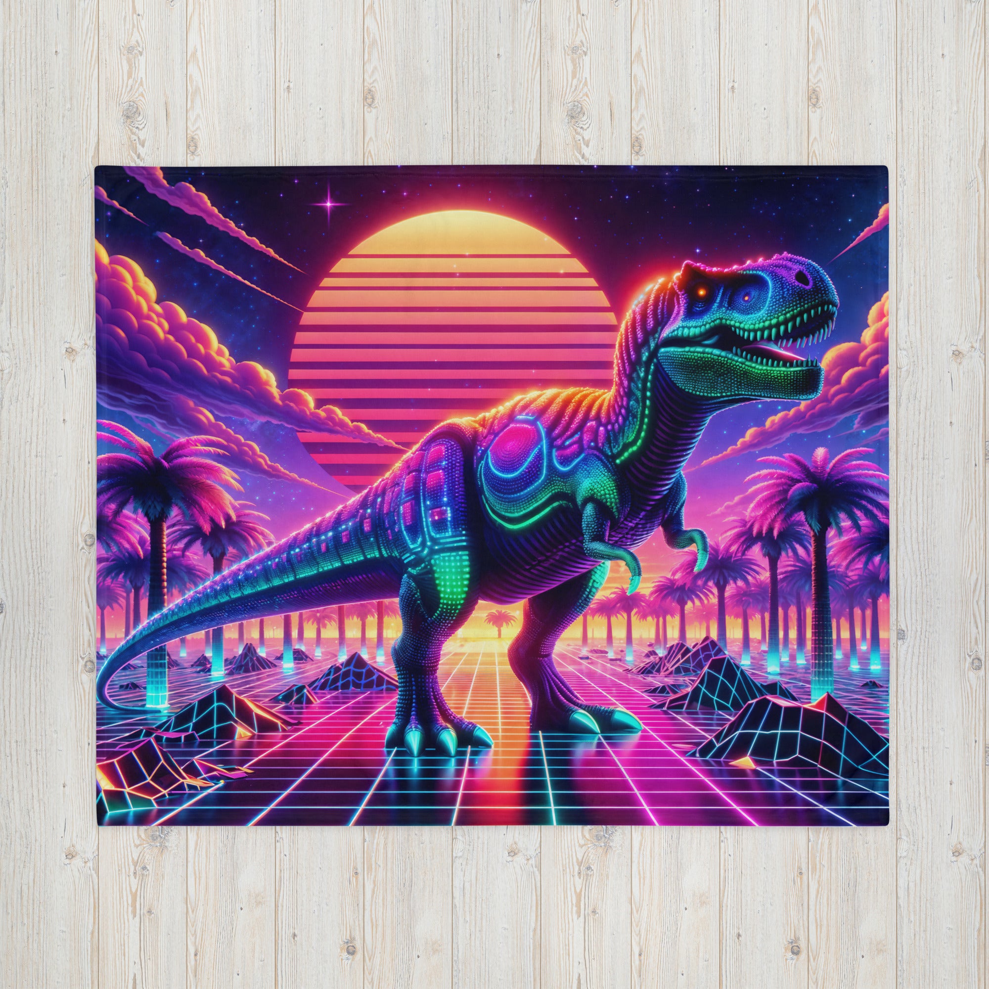 SynthRex - Dinosaur Throw Blanket