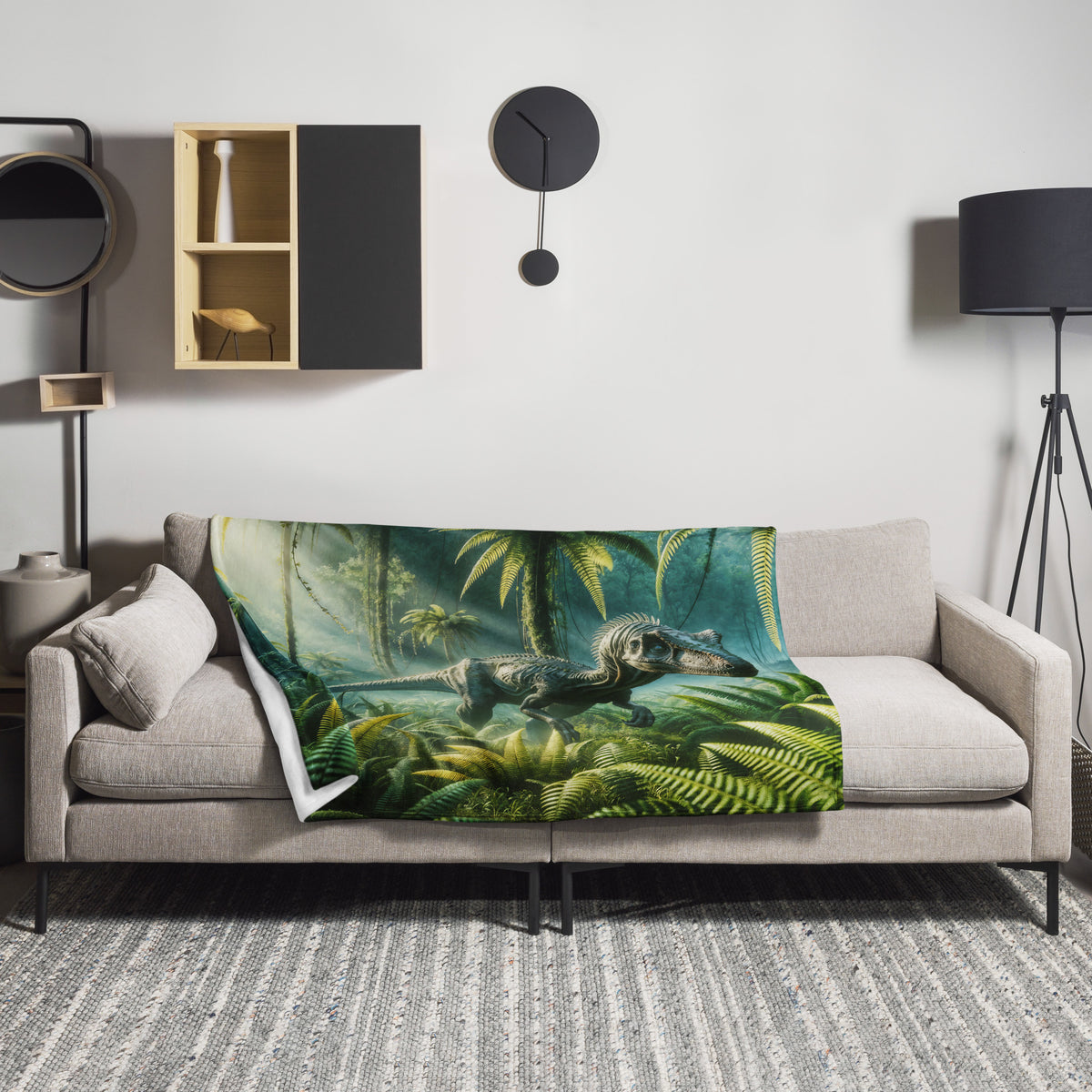 Forest Guaibasaurus - Dinosaur Throw Blanket