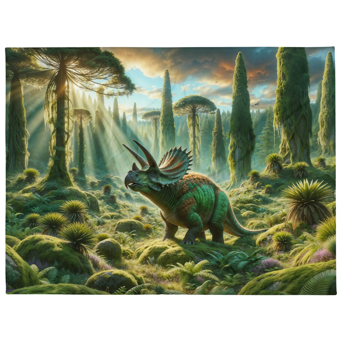 Mossy Avaceratops - Dinosaur Throw Blanket